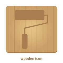 Paint Roller Icon. Flat vector illustration. EPS10. wood icon.