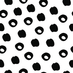 Seamless vector pattern. Black and white geometrical background with hand drawn little decorative elements.Simple design. Graphic vector illustration Template for wrapping, background wallpaper cover