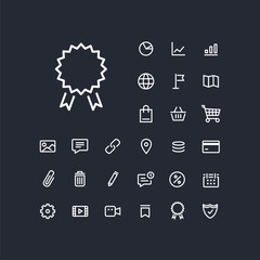 Badge icon in set on the white background. Universal linear icons to use in web and mobile app.