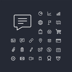 Review icon in set on the white background. Universal linear icons to use in web and mobile app.