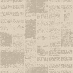 Newspaper seamless pattern with old vintage unreadable paper texture background