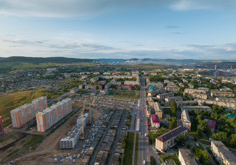Aerial view of Satka city. Chellyabinsk region, Russia. Summer, sunny