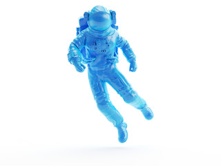 3d rendered object illustration of an abstract blue astronaut - obrazy, fototapety, plakaty