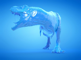 3d rendered object illustration of an abstract blue t-rex