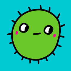 Green bacteria monster hand drawn vector illustration in cartoon comic style turquoise