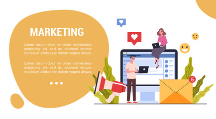 Marketing strategy web banner concept. Advertising and marketing concept.