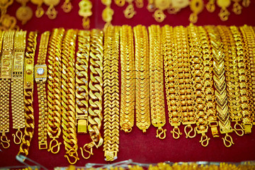 Various gold accessory at market 