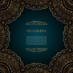 Luxury background with golden ornamental frame for greeting card, invitation or announcement