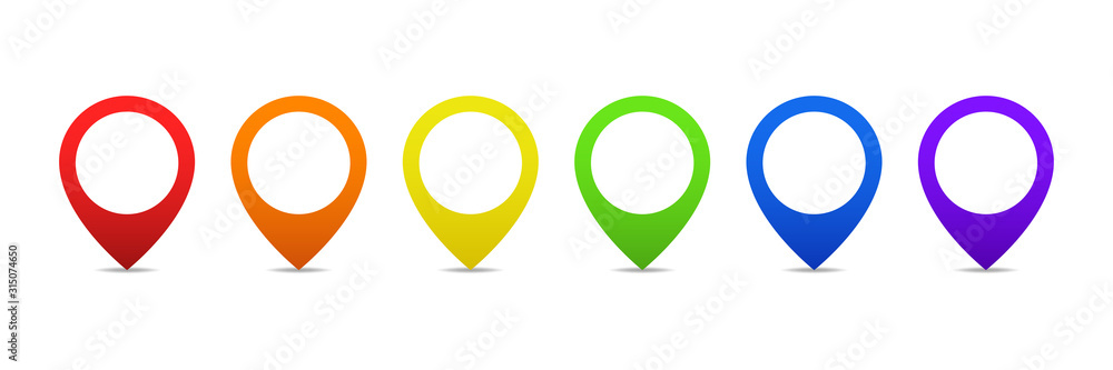Poster colored pointer vector isolated element. location pin, map pointer icon. location map icon, red gps 