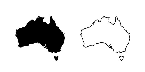 Australia vector icon isolated. Flat outline vector illustration. Australia icon set. Line icon. Black Australia map. Geography concept. - obrazy, fototapety, plakaty