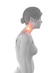 3d rendered medically accurate illustration of a woman having a painful neck