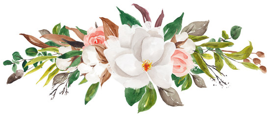 Floral Foliage Wreath, Floral Bouquet, Flower Ribbon, Sprig, Blossom