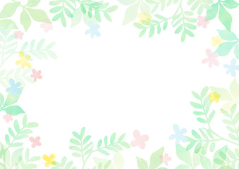 グリーンと花のフレーム