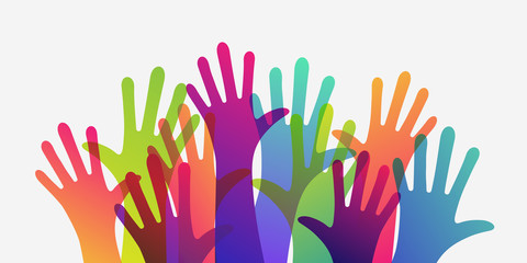 hands of different colors. cultural and ethnic diversity, vector illustration