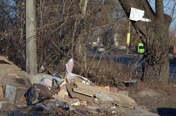 Ecology of Ukraine. Nature near Ukrainian capital. Environmental contamination. Illegal junk dump. Kiev,Ukraine