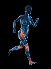 3d rendered medically accurate illustration of a woman having painful joints while running