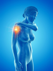 3d rendered medically accurate illustration of a woman having a painful shoulder