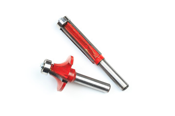 set of milling cutter for wood processing isolated on white background- Image