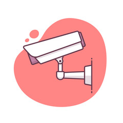 CCTV, video surveillance camera icon vector illustration monoline / line arty style