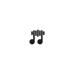 wave note music logo template silhouette black
