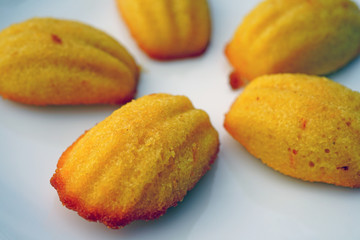 A plate of French madeleine cakes