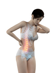 3d rendered medically accurate illustration of a woman having a painful back