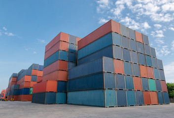Fototapeta premium Industrial container yard for logistic import export business.