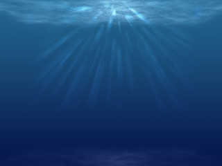 Unterwasserlandschaft mit Sonnenstrahlen Vorlage