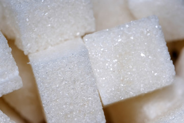 Pieces of refined sugar