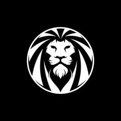 abstract black and white lion head