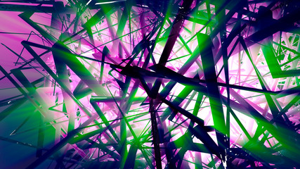 3d CGI abstract background with polygons linked together with rays of light shining through. design wallpaper or background