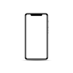 Realistic smartphone with a blank white screen isolated on a white background. A layout to demonstrate the design of a mobile website or screenshots of your apps. 