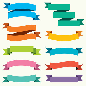 Colorful Ribbon And Banner Design