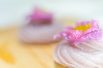 Traditional Thai desserts sweet and delicious : Beautiful candy with flower shaped. 