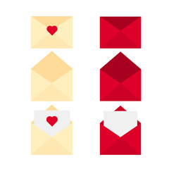 This is envelope and paper, heart. Love letter on white background.