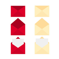 This is envelope and paper, heart. Love letter on white background.