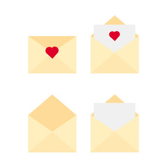 This is envelope and paper, heart. Love letter on white background. Outline vector envelope isolated on white background.
