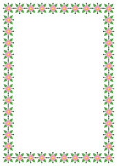 Flowers frame, geometric, pink and yellow flowers