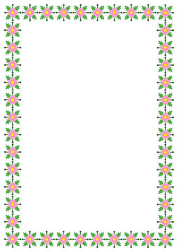 Flowers frame, geometric, pink and yellow flowers