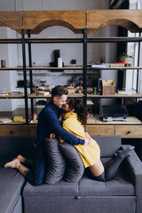 Beautiful photo session of a couple in love. Incendiary meeting of a guy and a girl.