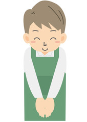 あいさつをする男性店員