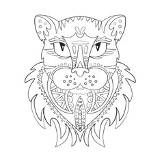 The head of a panther cat. Zentangle. Coloring page. Print. Vector illustration