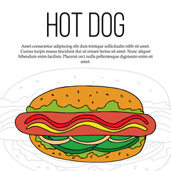 Fast food flyer template. Street food card illustration for design and web