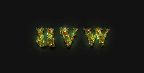 Decorative u v w lowercase christmas letter mockup font darkness © Alexandr Bognat