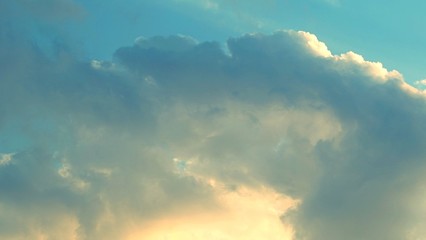 Cumulus clouds in bright blue sky, natural photo background, Blue sky and clouds at the sunset abstract background 
