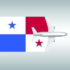 Plane and flag of Panama. Travel concept for design