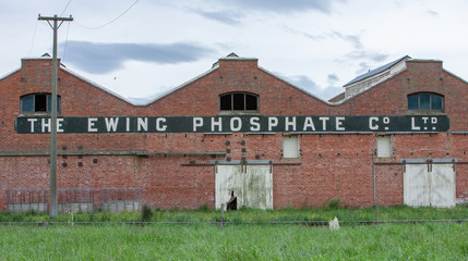 Phosphate factory. Industrial heritage. Otago New Zealand.