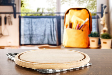 Desk of free space and spring background of window 