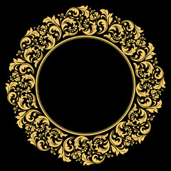 Decorative frame Elegant vector element for design in Eastern style, place for text. Floral golden border. Lace illustration for invitations and greeting cards.
