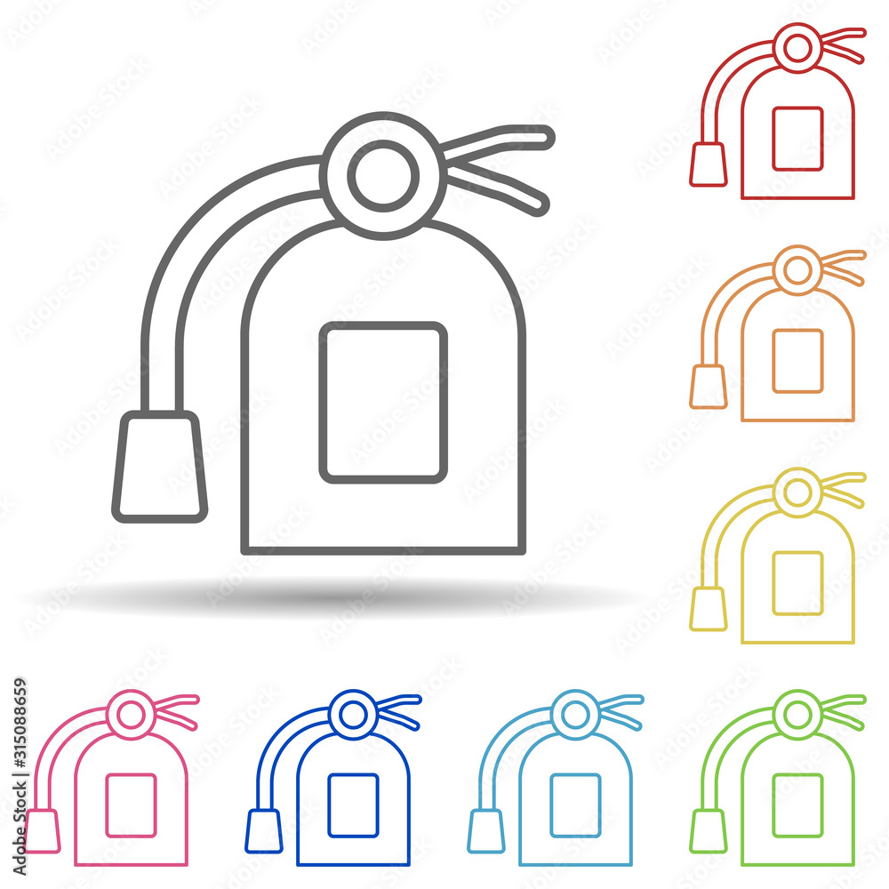 Aufkleber extinguisher, firefighter in multi color style icon. simple thin line, outline vector of firefighter